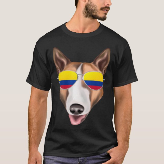 Colombian Flag Bull Terrier Dog Colombia Pocket T Shirt (Framsida)