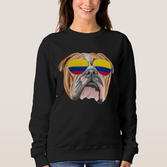 Colombian Flag Bulldog Dog Colombia Pocket T Shirt (Framsida)