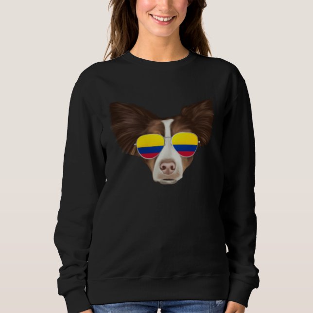 Colombian Flag Collie Dog Colombia Pocket T Shirt (Framsida)