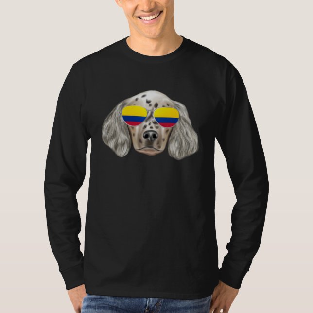 Colombian Flag English Setter Dog Colombia Pocket T Shirt (Framsida)