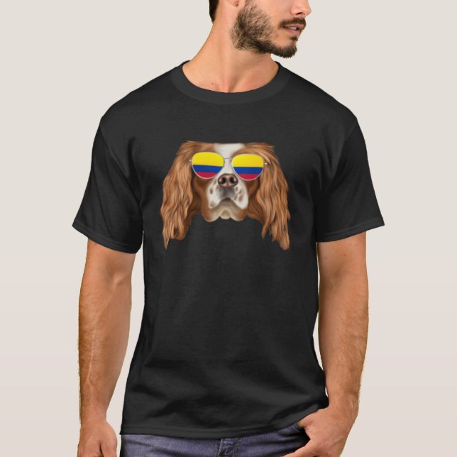 Colombian Flag English Toy Spaniel Dog Colombia Po T Shirt (Framsida)