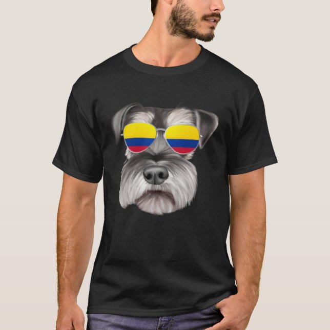 Colombian Flag Miniature Schnauzer Dog Colombia Po T Shirt (Framsida)