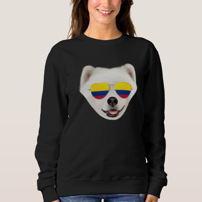 Colombian Flag Samoyed Dog Colombia Pocket T Shirt (Framsida)
