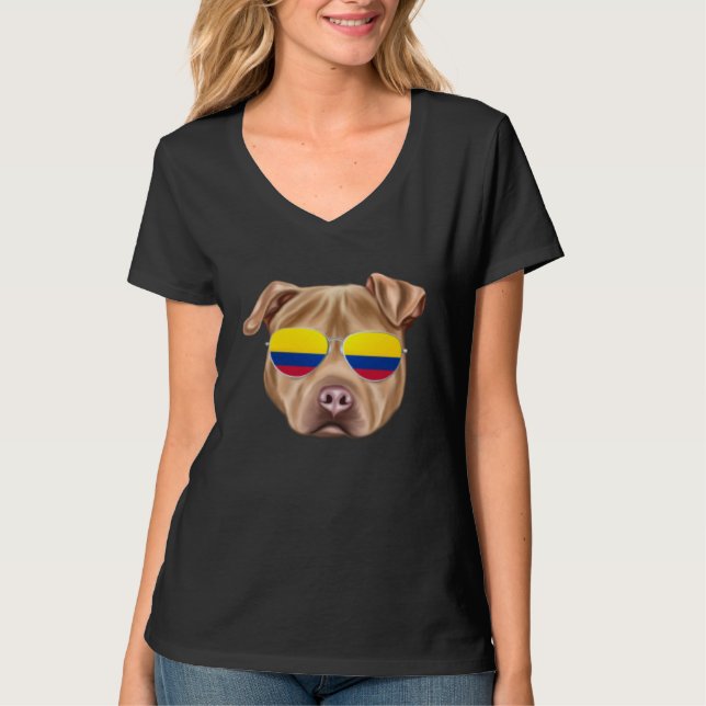 Colombian Flag Usa Staffordshire Terrier Dog Colom T Shirt (Framsida)