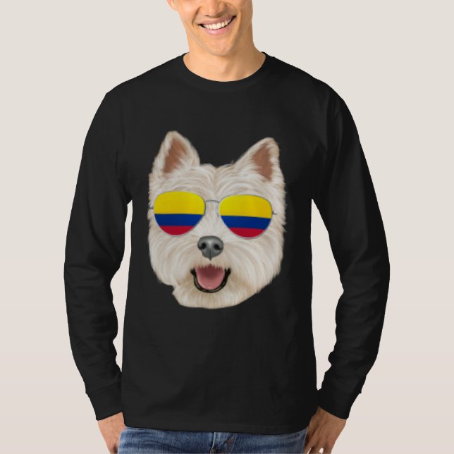 Colombian Flag West Highland White Terrier Dog Poc T Shirt (Framsida)