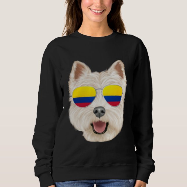 Colombian Flag West Highland White Terrier Dog Poc T Shirt (Framsida)