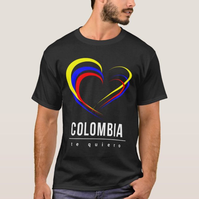 Colombian Flagga Heart Bandera Corazon Hoodie T Shirt (Framsida)