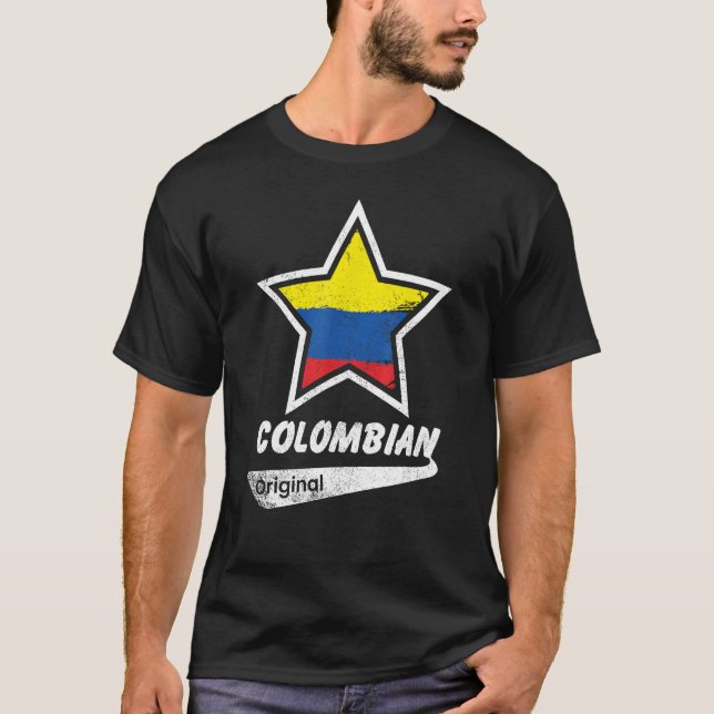 Colombian Original  Proud Colombian  Flag Colombia T Shirt (Framsida)