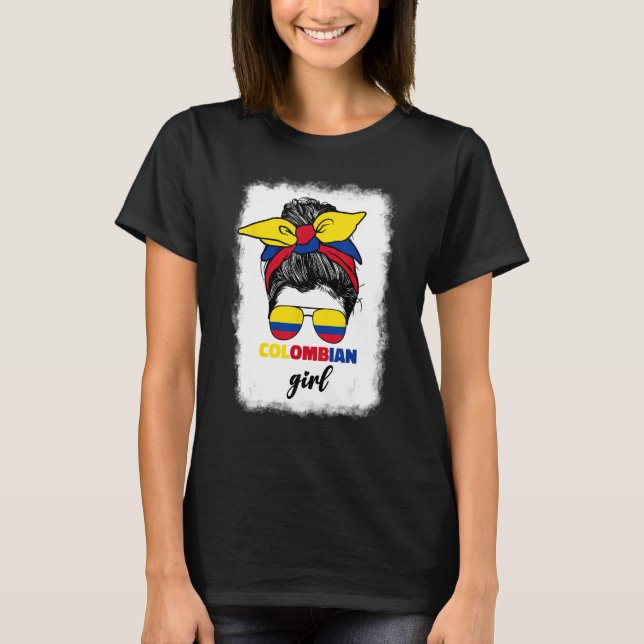 Colombiana Colombia Flagga Cute Colombia Girl for  T Shirt (Framsida)