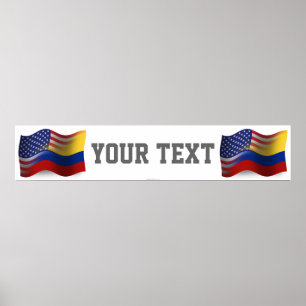Colombiansk-Amerikan som vinkar flaggabanret Poster