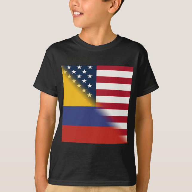 Colombiansk amerikansk Flagga | Hälften av Colombi T Shirt (Framsida)