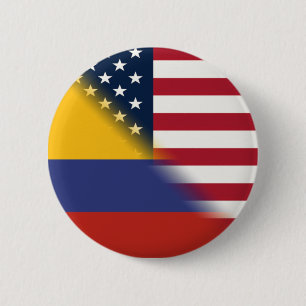 Colombiansk amerikansk Flagga Halva Colombia USA Knapp