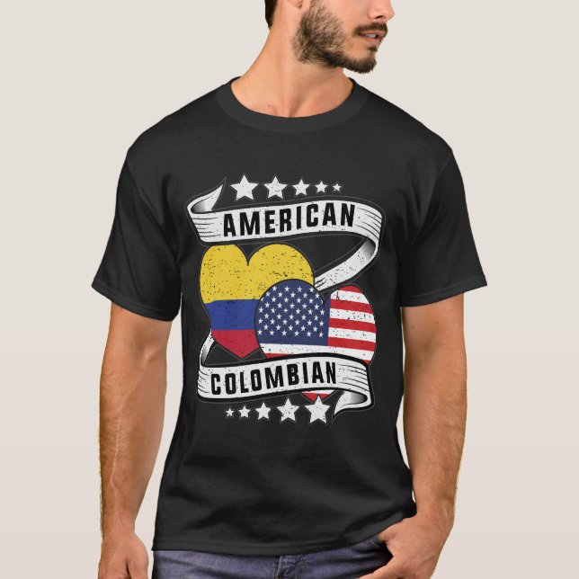 Colombiansk amerikansk flagga shirt Halcolombiansk T Shirt (Framsida)