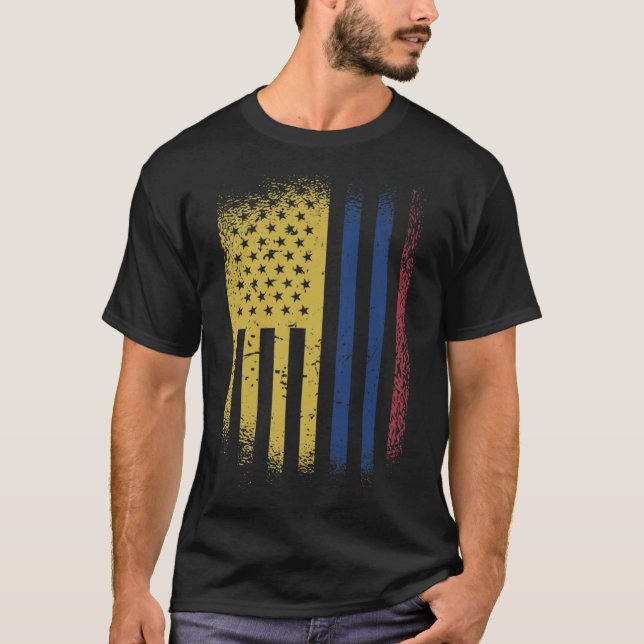 Colombiansk amerikansk Flagga Usa Colombia T-Shirt (Framsida)