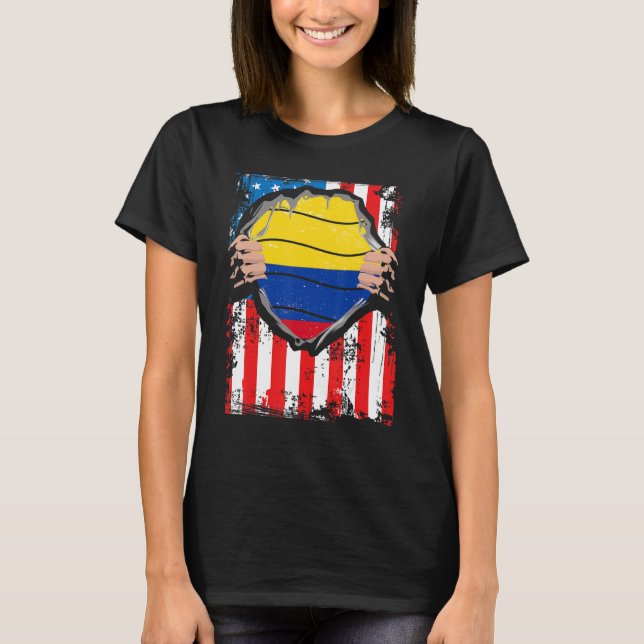 Colombiansk amerikansk Grown Patriot Colombia Flag T Shirt (Framsida)