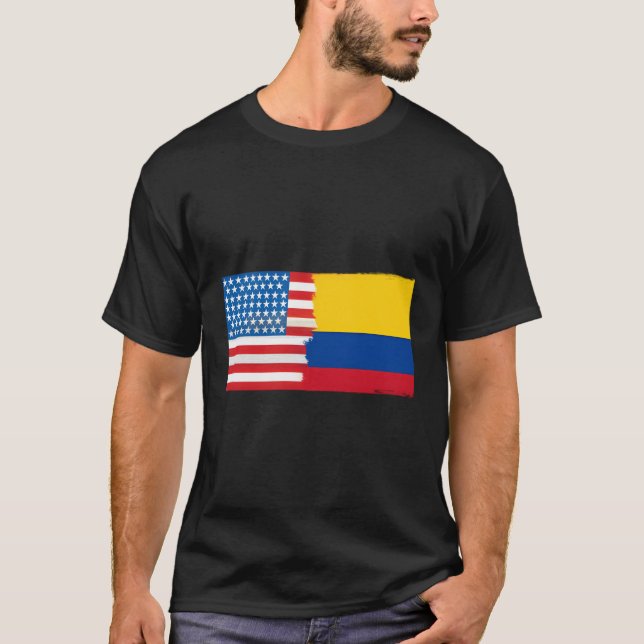 Colombiansk amerikansk halvan av Colombia Halameri T Shirt (Framsida)