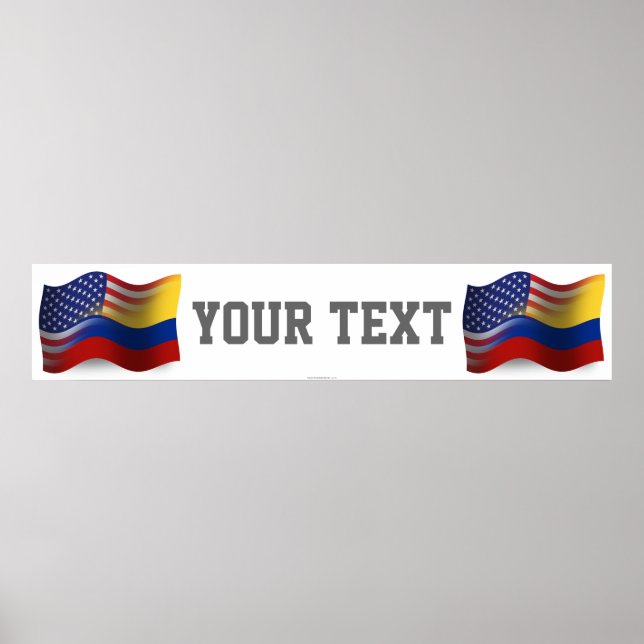 Colombiansk-amerikansk Wave Flagga Banner Poster (Framsidan)