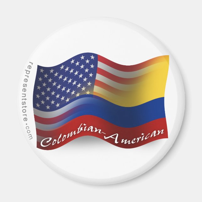 Colombiansk-amerikansk Wave-Flagga Magnet (Framsidan)