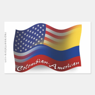 Colombiansk-amerikansk Wave-Flagga Rektangulärt Klistermärke