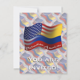 Colombiansk-amerikansk Waving Flagga Inbjudningar