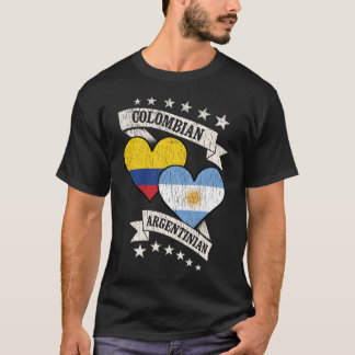 Colombiansk argentinsk Heart Flaggor T Shirt
