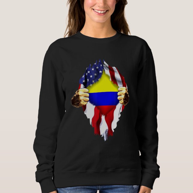 Colombiansk Blood Inside Me Colombia American Flag T Shirt (Framsida)