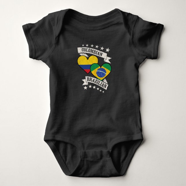 Colombiansk brasiliansk Heart Flaggor Colombia T Shirt (Framsida)