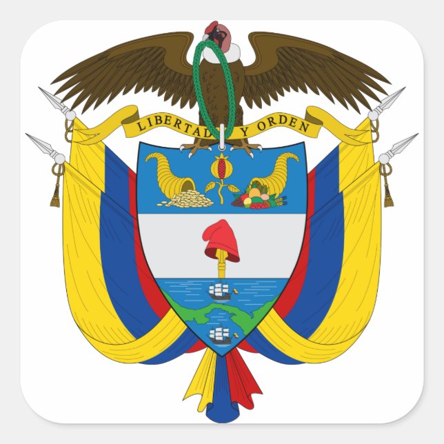 colombiansk emblem fyrkantigt klistermärke (Framsida)