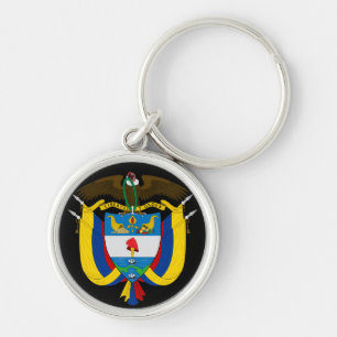 colombiansk emblem rund silverfärgad nyckelring