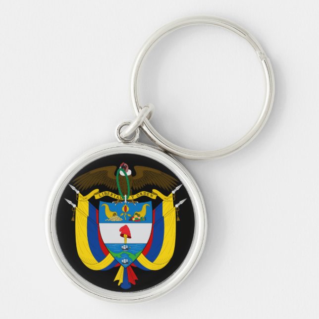 colombiansk emblem rund silverfärgad nyckelring (Framsidan)