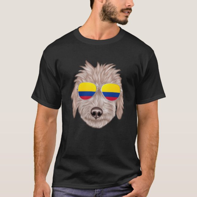 Colombiansk Flagga Bedlington Terrier Hund Colombi T Shirt (Framsida)