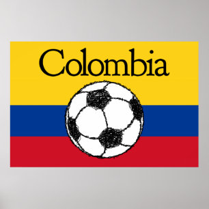 Colombiansk flagga med fotboll poster