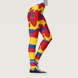 Colombiansk flagga med röd hjärta leggings