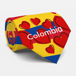 Colombiansk flagga med röda hjärtor slips