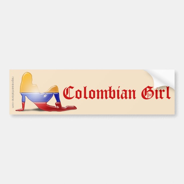 Colombiansk flickaSilhouetteflagga Bildekal (Framsidan)