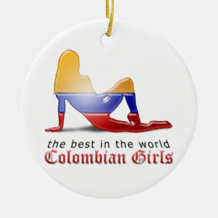 Colombiansk flickaSilhouetteflagga Julgransprydnad Keramik