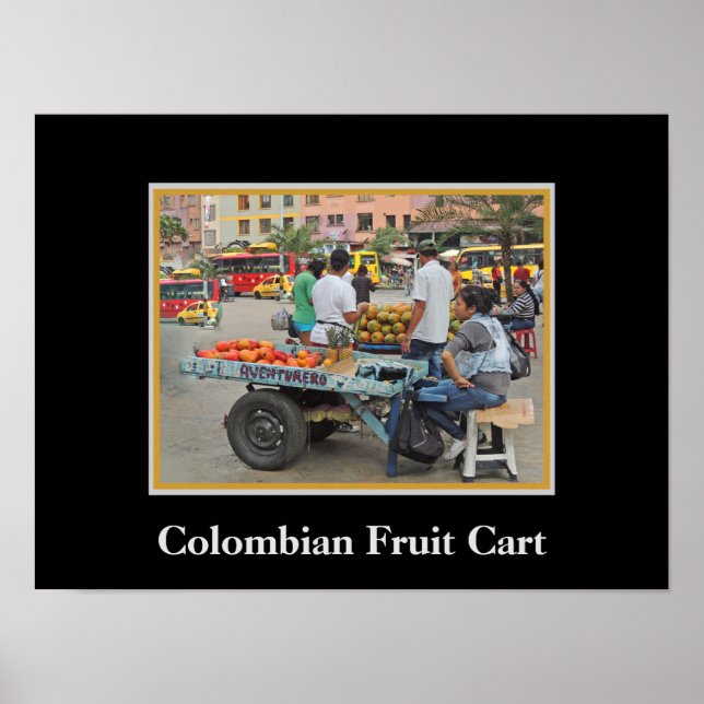 Colombiansk Fruit Cart Poster (Framsidan)