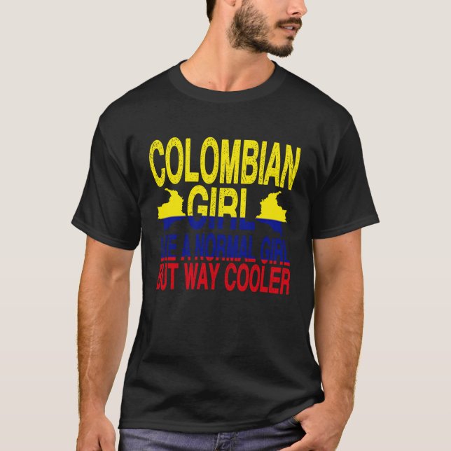 Colombiansk Girl Colombia Flagga T Shirt (Framsida)