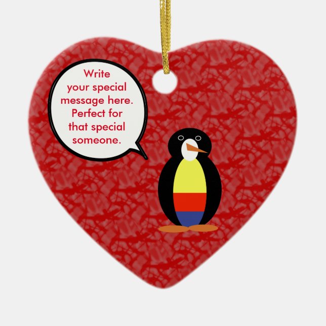 Colombiansk Helgdag Penguin Julgransprydnad Keramik (Framsidan)