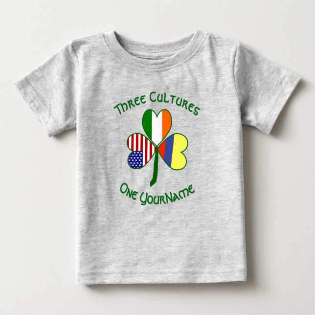 Colombiansk irländsk amerikansk Flaggor Shamrock D T Shirt (Framsida)