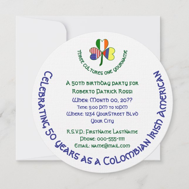 Colombiansk irländsk amerikansk Shamrock-födelseda Inbjudningar (Framsida)
