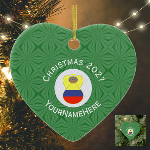 Colombiansk julängel Abuela Namn År Hjärta Julgransprydnad Keramik