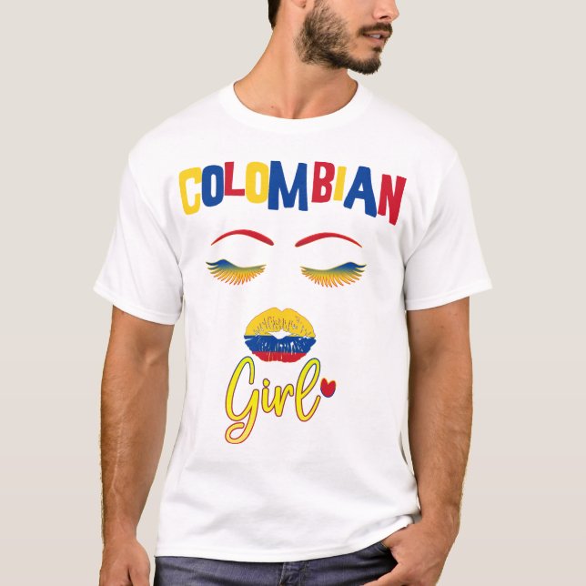 Colombiansk kvinna Proud ska vara från Colombia T- T Shirt (Framsida)