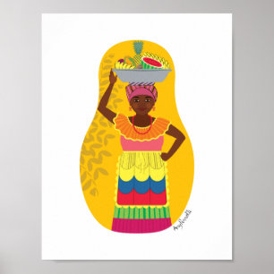 Colombiansk, Palenquera Cartagena Matryoshka Affis Poster