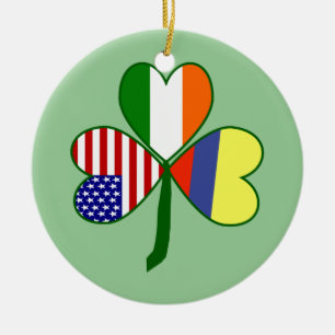 Colombiansk Shamrock Grönt Background Julgransprydnad Keramik