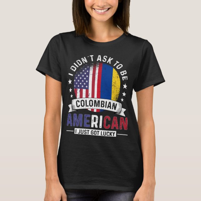 Colombianska amerikanska Flaggor Pridet Colombia F T Shirt (Framsida)