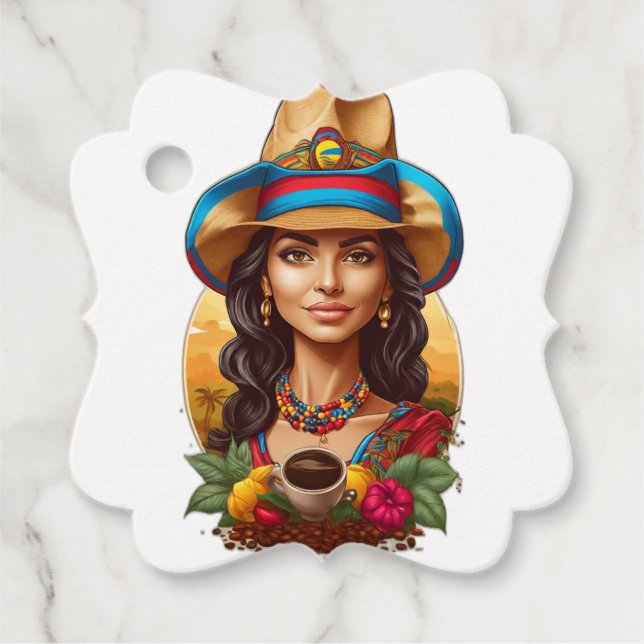 Colombianska Brewscape: Unik kaffesmittad Gåvor Etiketter (Framsida)