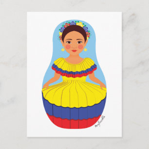 Colombianska Matryoshka Postcard Vykort