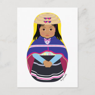 Colombianska, Misak eller Guambiana Matryoshka Pos Vykort