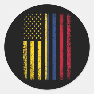 Colombias Flagga 4:e juli USA Colombias Flagga Runt Klistermärke